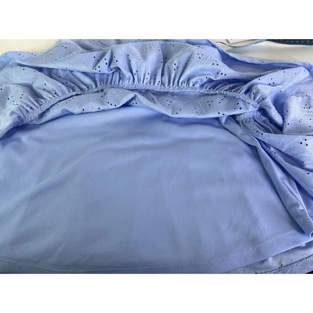 Tahari Girl Lined Fit and Flare Dress Eyelet Blue Girls Size 5